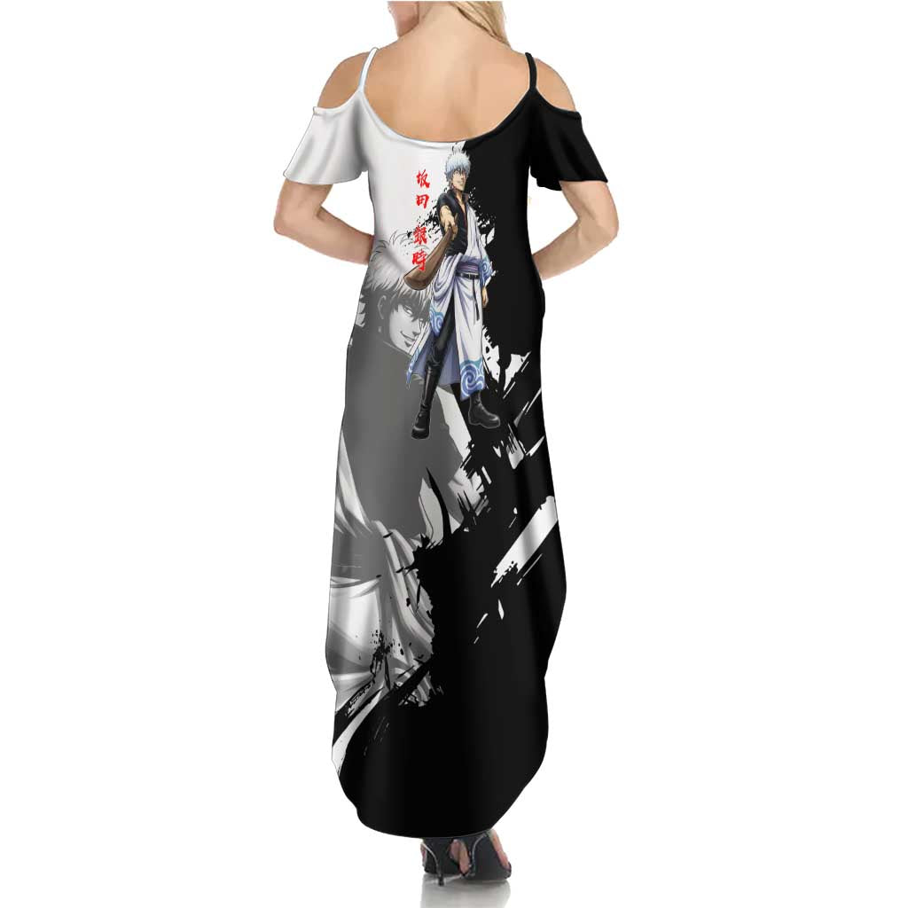 Gintoki Sakata Summer Maxi Dress Classic Samurai Brushstroke Style