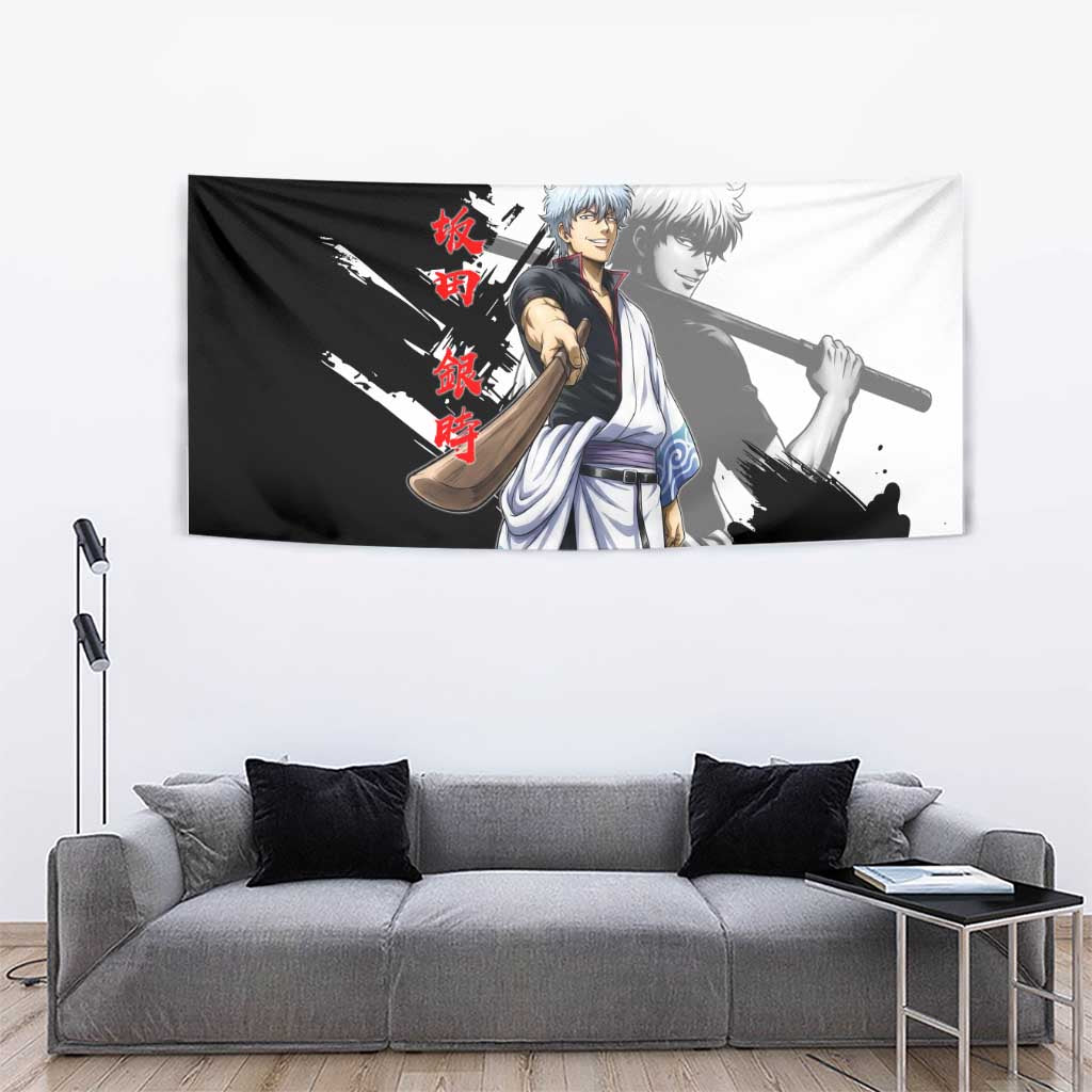 Gintoki Sakata Tapestry Classic Samurai Brushstroke Style