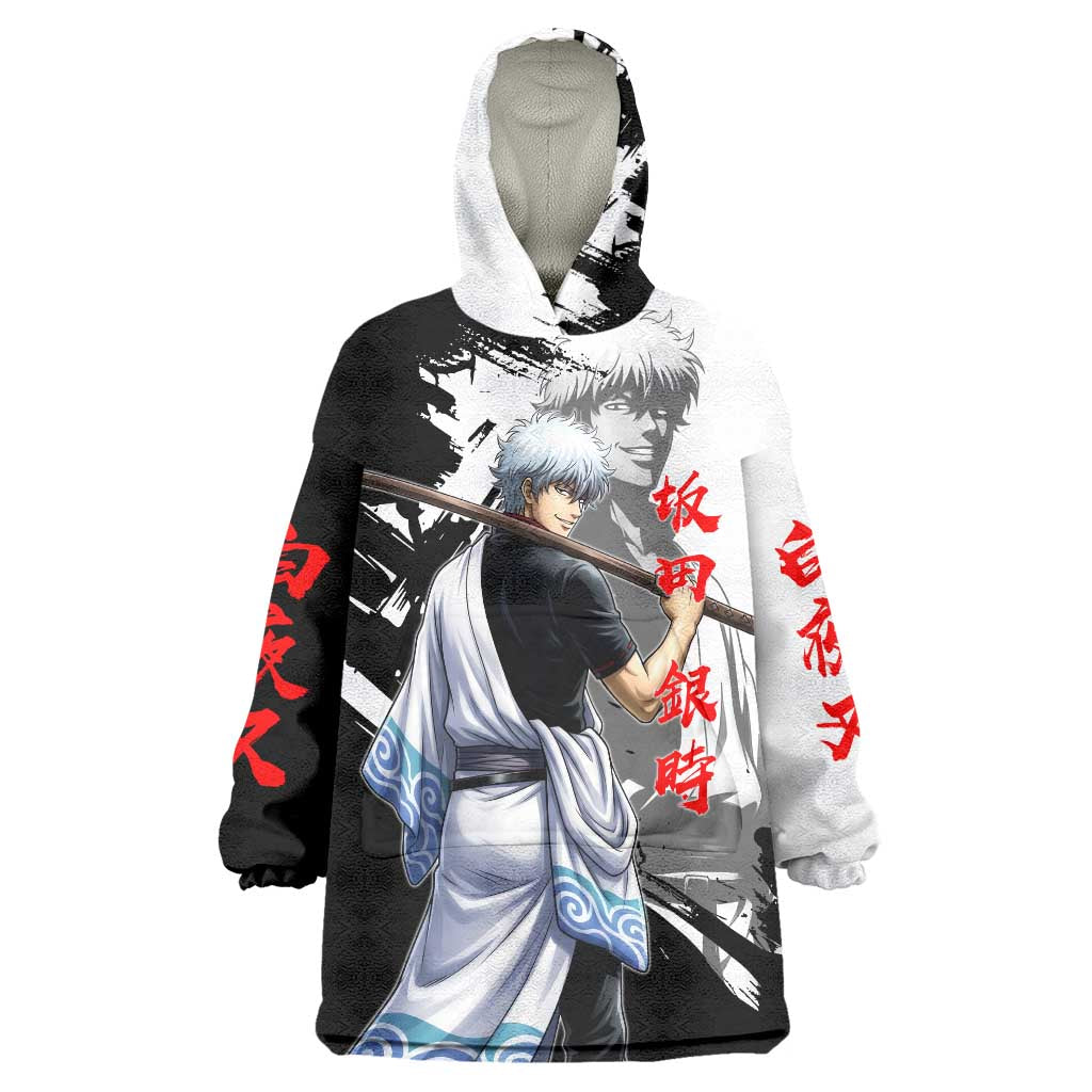 Gintoki Sakata Wearable Blanket Hoodie Classic Samurai Brushstroke Style