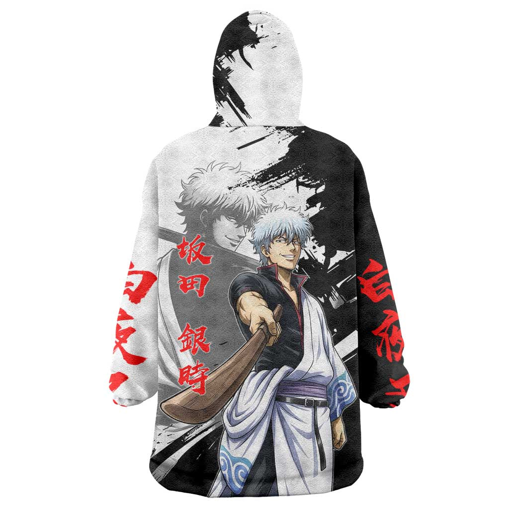 Gintoki Sakata Wearable Blanket Hoodie Classic Samurai Brushstroke Style