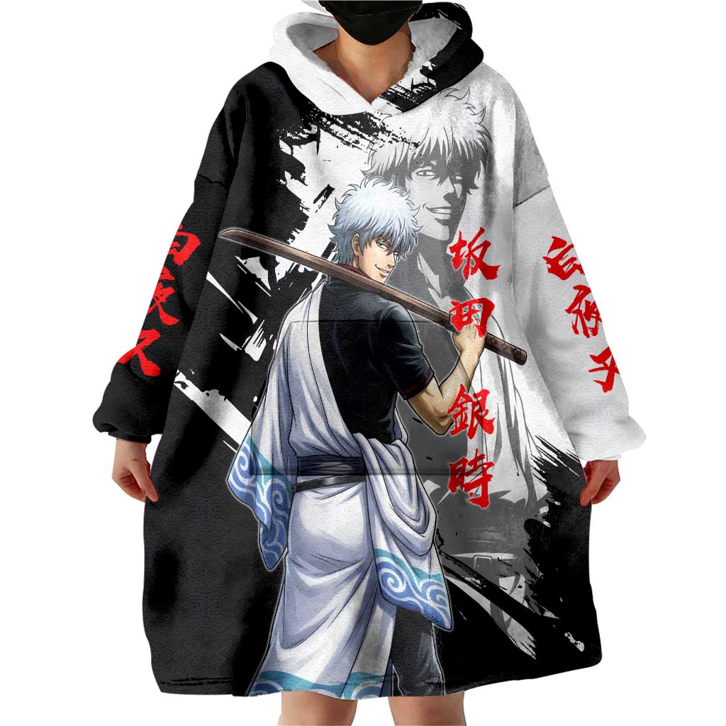 Gintoki Sakata Wearable Blanket Hoodie Classic Samurai Brushstroke Style