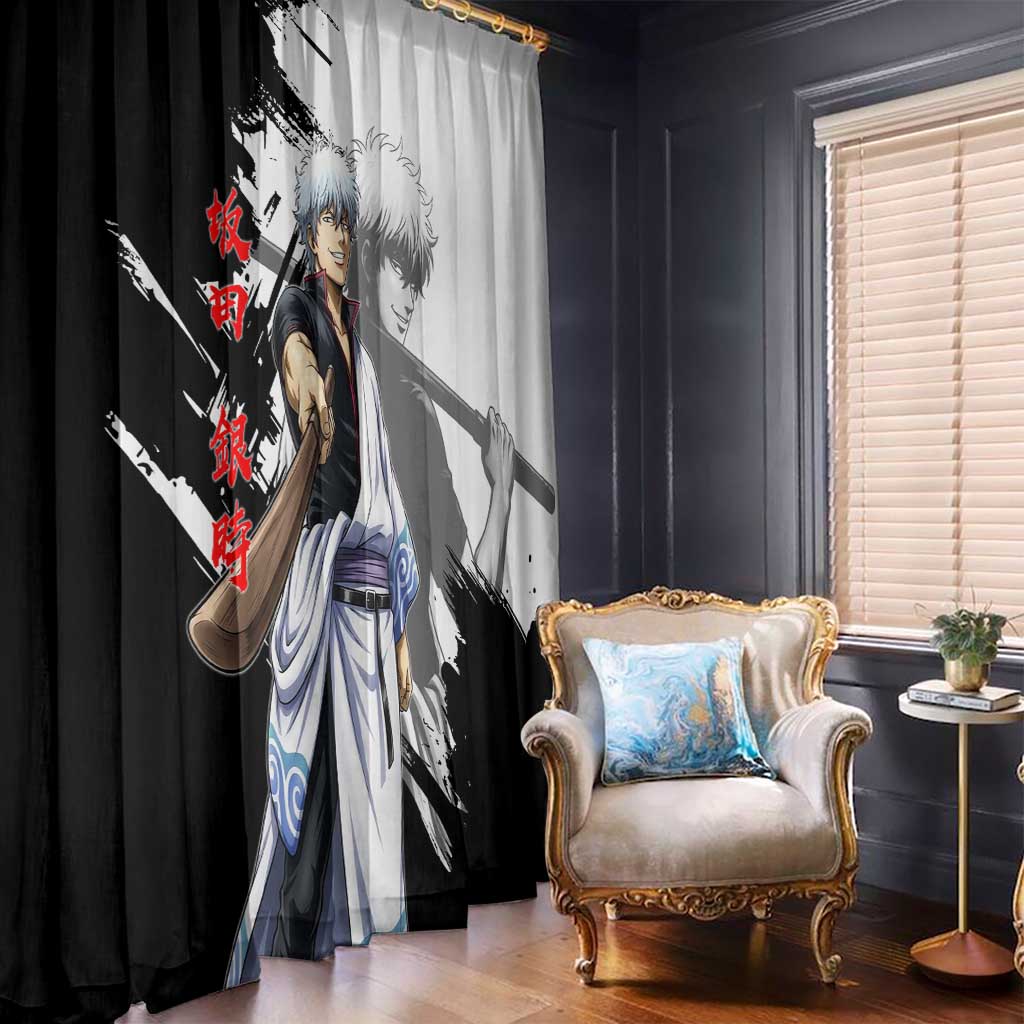 Gintoki Sakata Window Curtain Classic Samurai Brushstroke Style