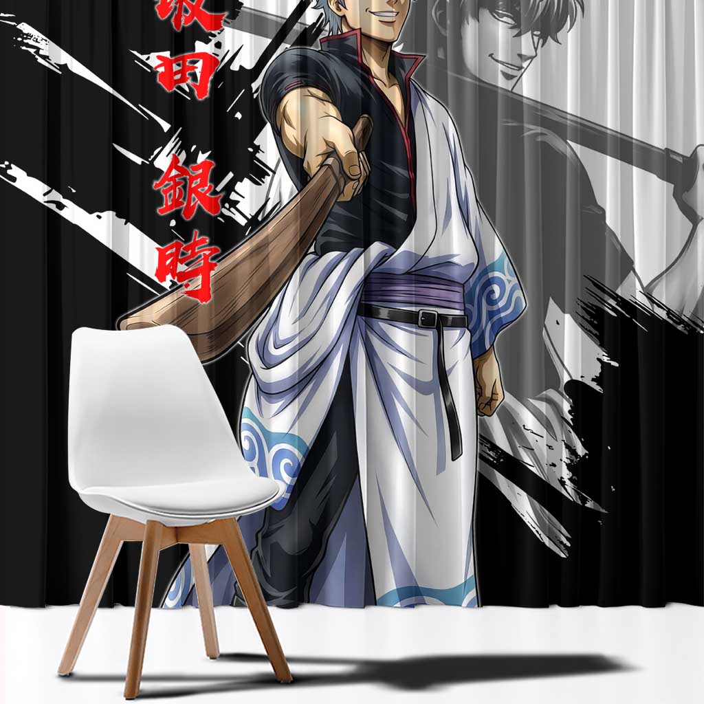 Gintoki Sakata Window Curtain Classic Samurai Brushstroke Style