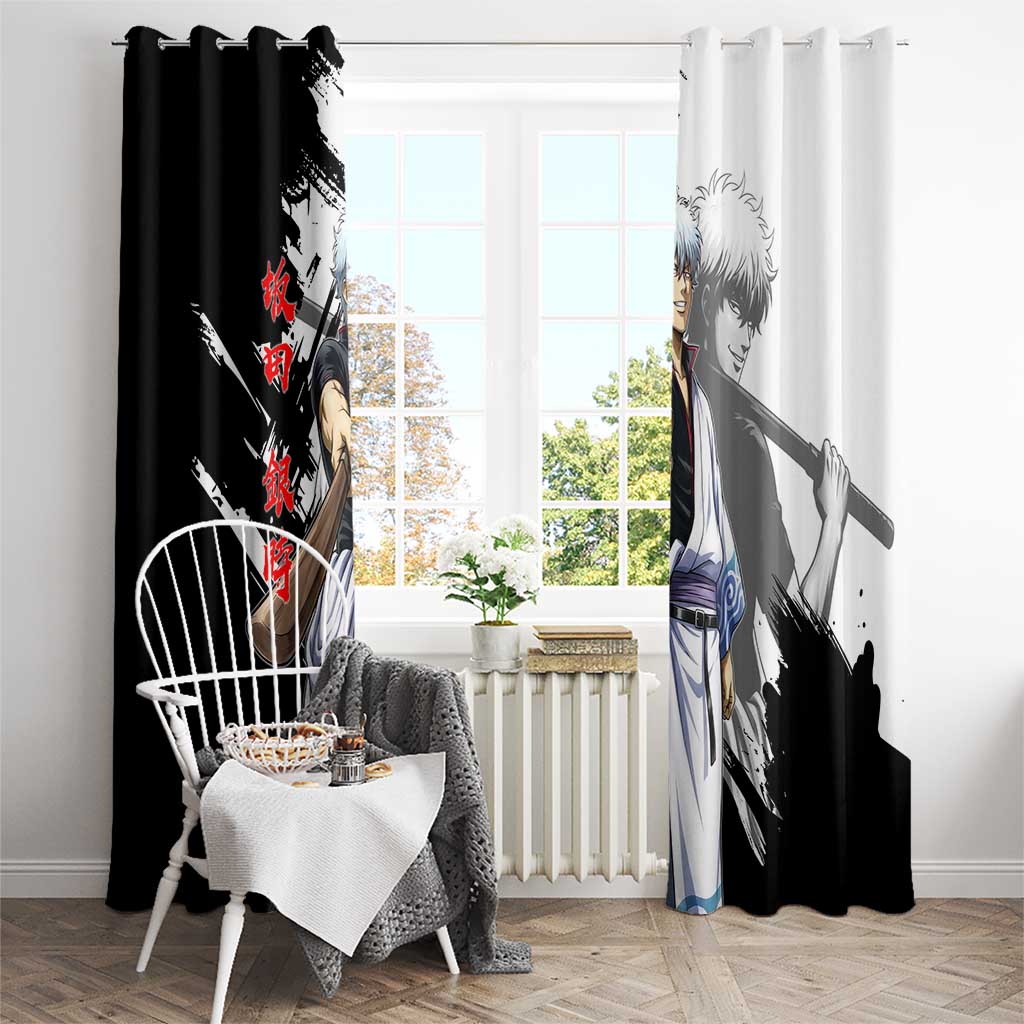 Gintoki Sakata Window Curtain Classic Samurai Brushstroke Style