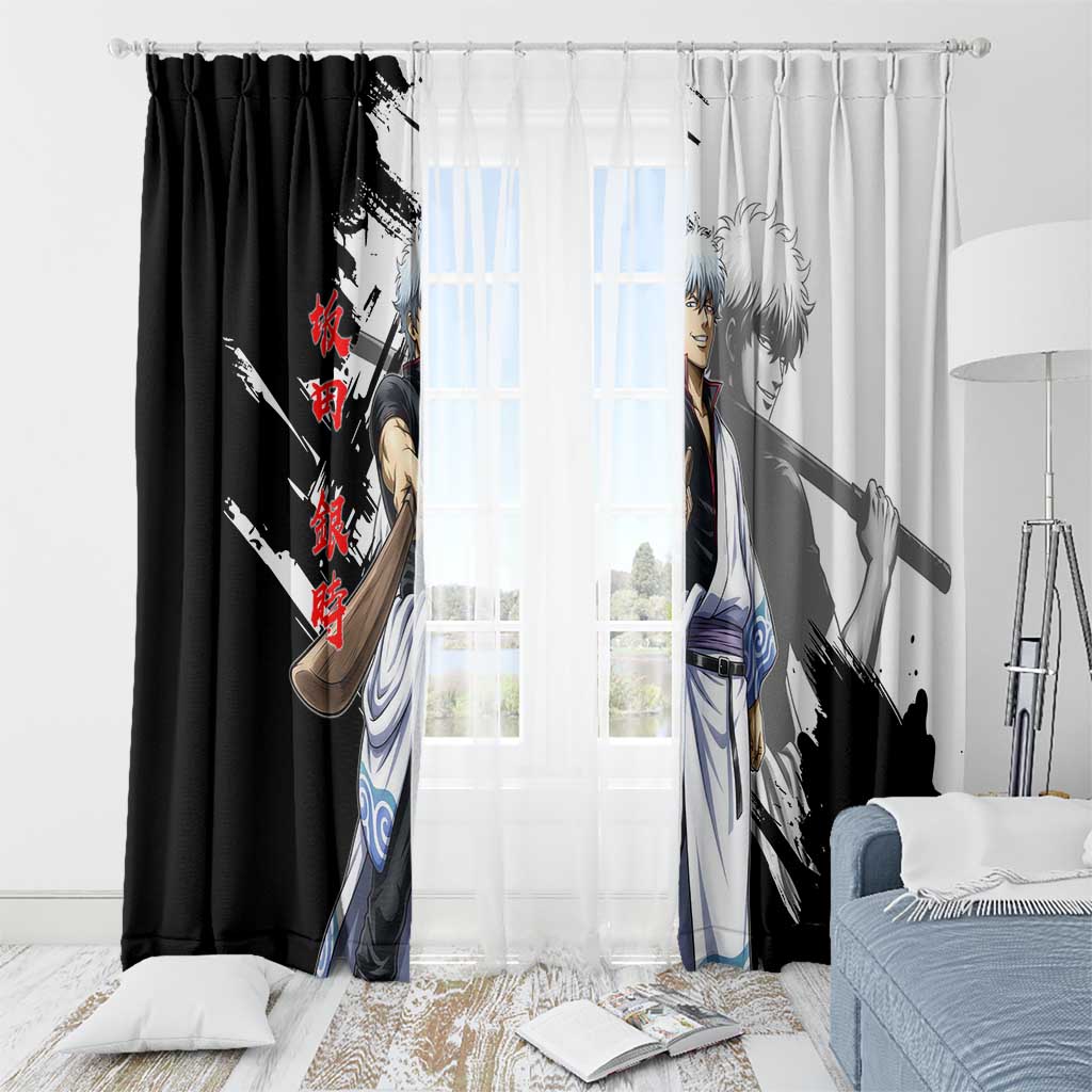 Gintoki Sakata Window Curtain Classic Samurai Brushstroke Style