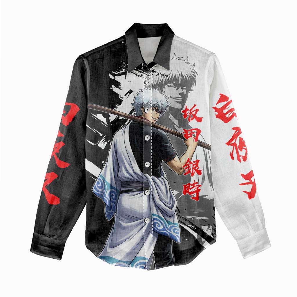 Gintoki Sakata Women Casual Shirt Classic Samurai Brushstroke Style
