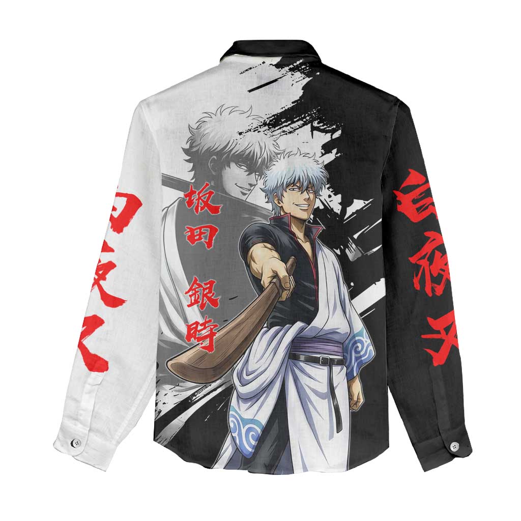 Gintoki Sakata Women Casual Shirt Classic Samurai Brushstroke Style