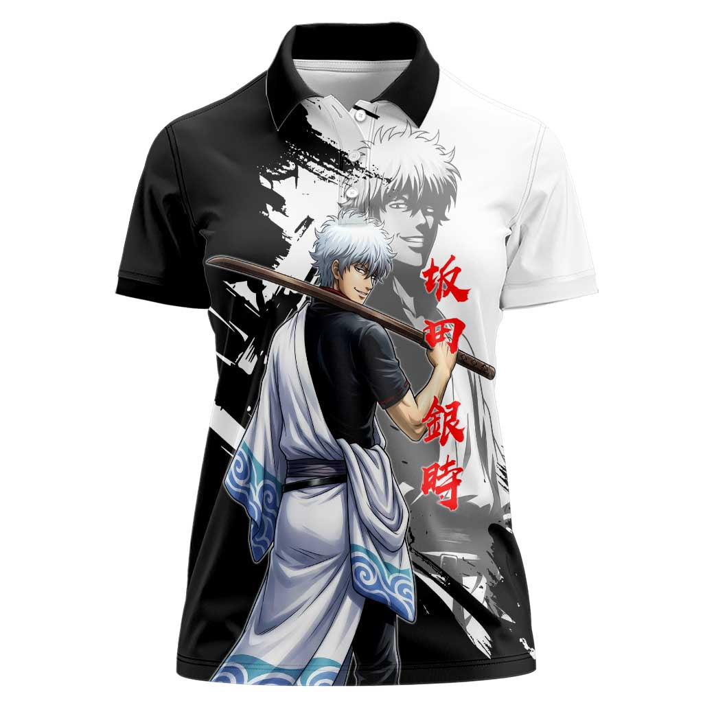 Gintoki Sakata Women Polo Shirt Classic Samurai Brushstroke Style