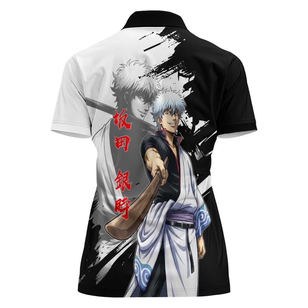 Gintoki Sakata Women Polo Shirt Classic Samurai Brushstroke Style