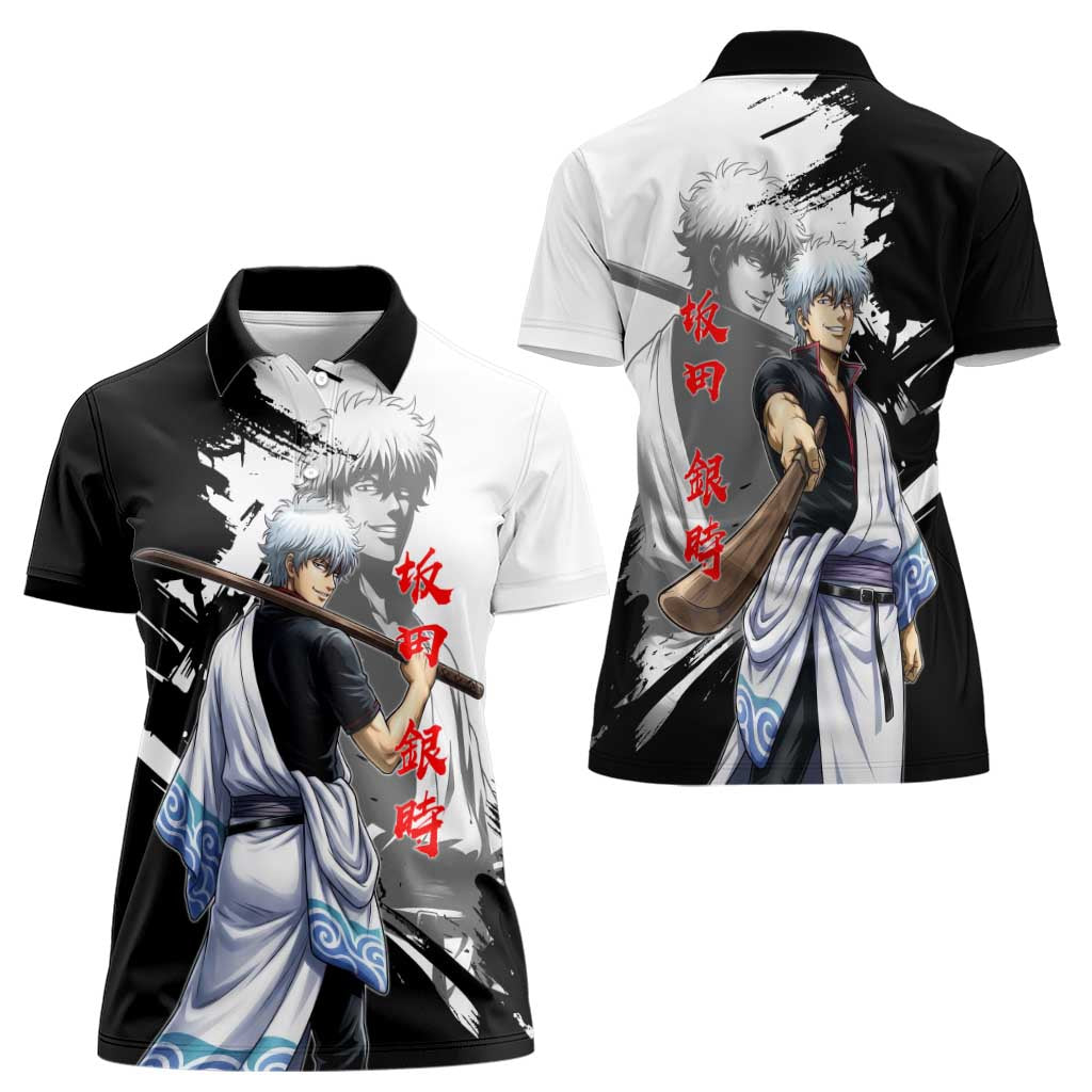 Gintoki Sakata Women Polo Shirt Classic Samurai Brushstroke Style