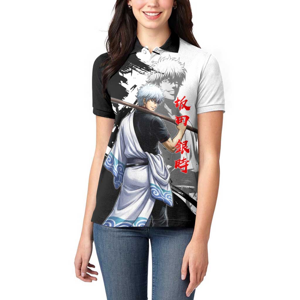 Gintoki Sakata Women Polo Shirt Classic Samurai Brushstroke Style
