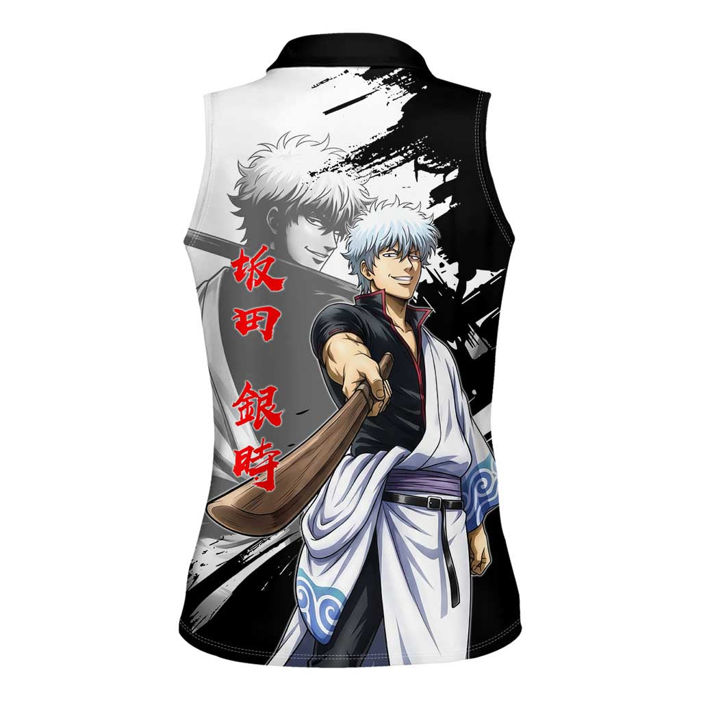 Gintoki Sakata Women Sleeveless Polo Shirt Classic Samurai Brushstroke Style