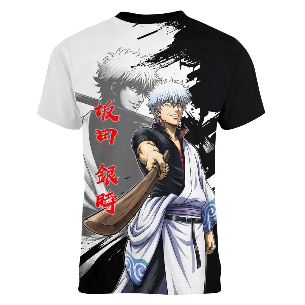 Gintoki Sakata Women V-Neck T-Shirt Classic Samurai Brushstroke Style