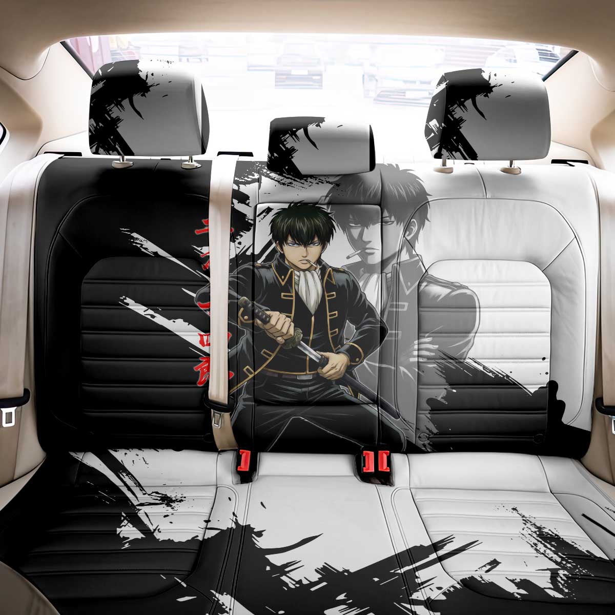 Toshiro Hijikata Back Car Seat Cover Dark Shinsengumi Ink Style