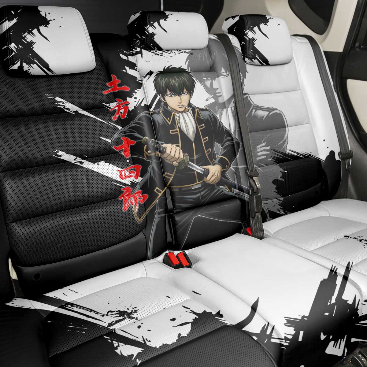 Toshiro Hijikata Back Car Seat Cover Dark Shinsengumi Ink Style