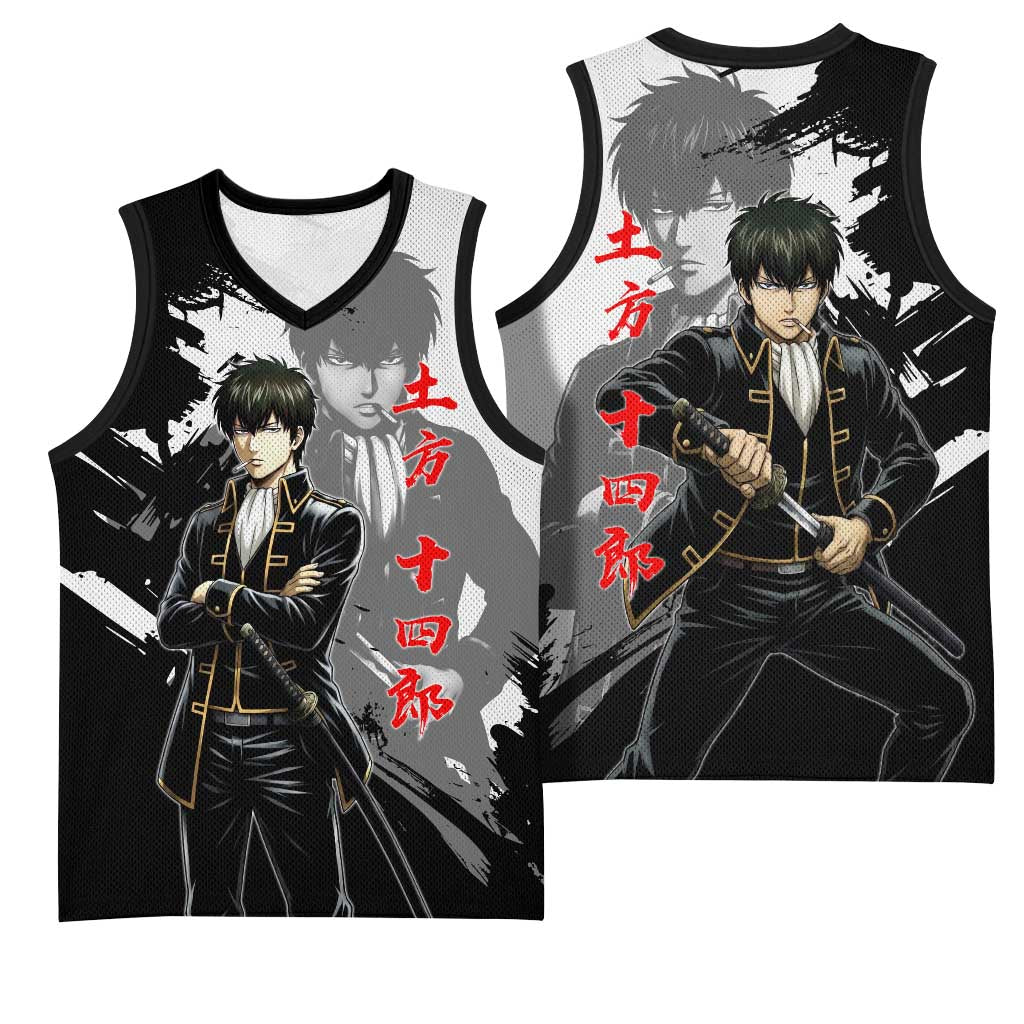 Toshiro Hijikata Basketball Jersey Dark Shinsengumi Ink Style