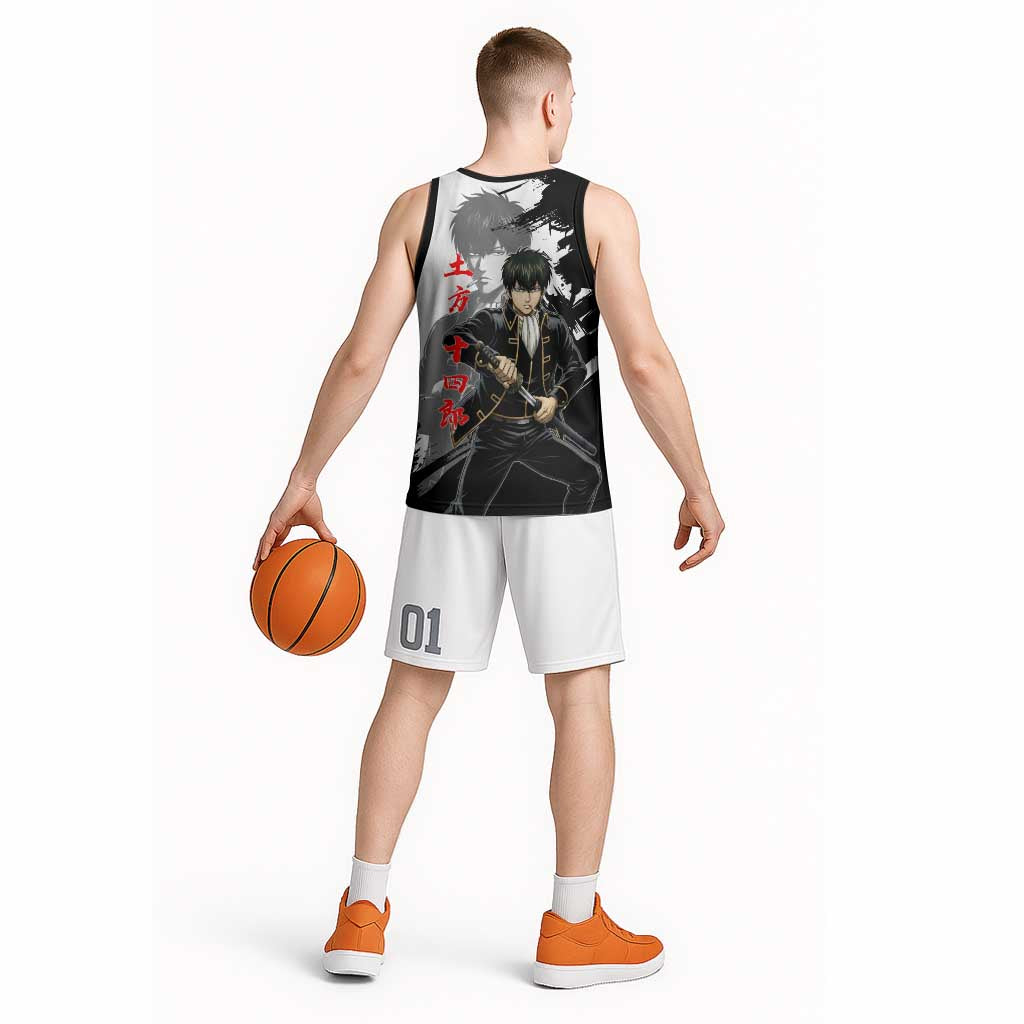 Toshiro Hijikata Basketball Jersey Dark Shinsengumi Ink Style
