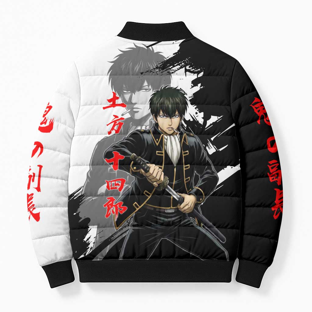 Toshiro Hijikata Bomber Puffer Jacket Dark Shinsengumi Ink Style