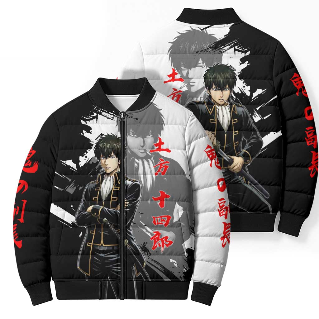 Toshiro Hijikata Bomber Puffer Jacket Dark Shinsengumi Ink Style