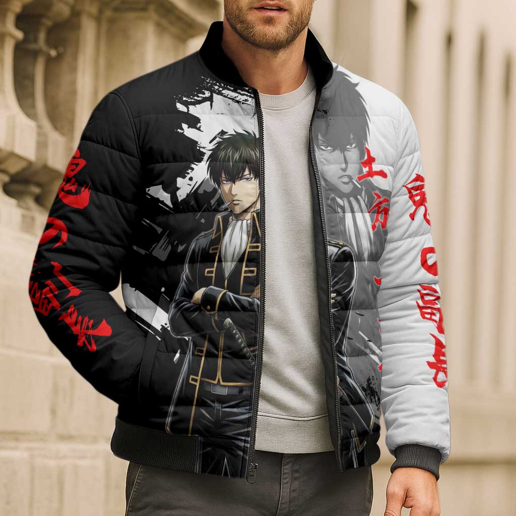 Toshiro Hijikata Bomber Puffer Jacket Dark Shinsengumi Ink Style