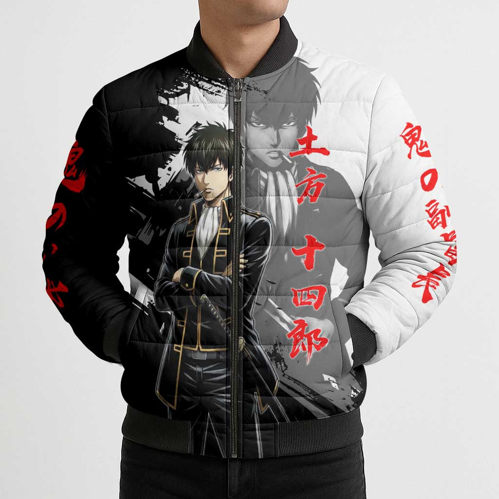 Toshiro Hijikata Bomber Puffer Jacket Dark Shinsengumi Ink Style