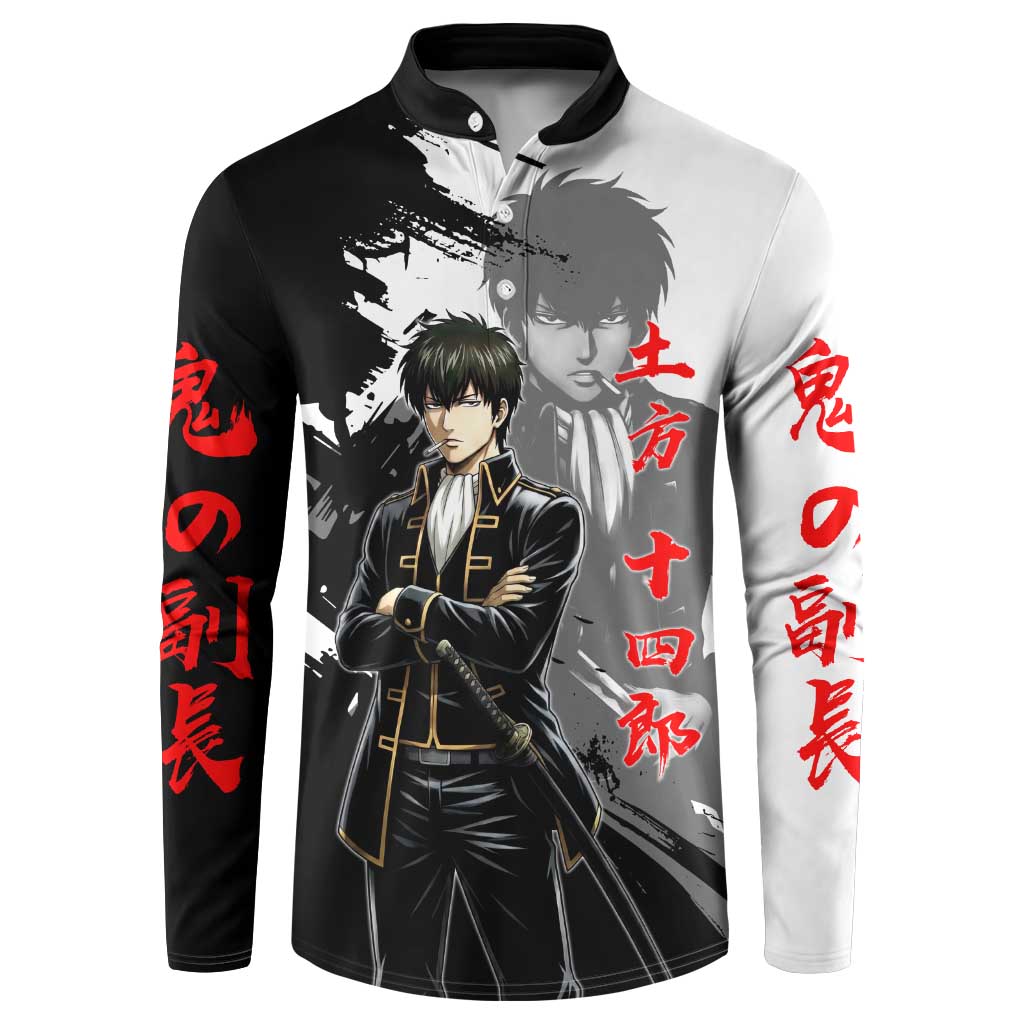 Toshiro Hijikata Button Sweatshirt Dark Shinsengumi Ink Style