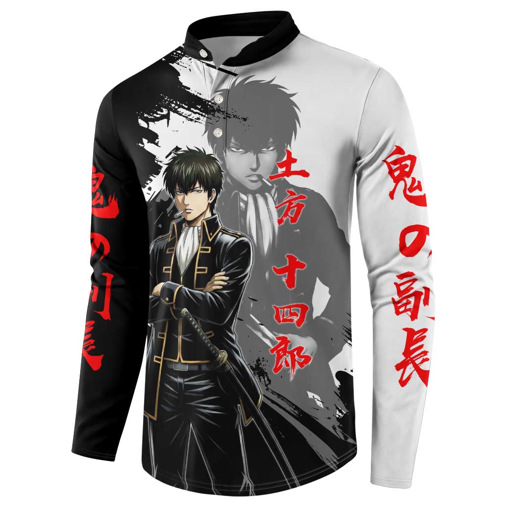 Toshiro Hijikata Button Sweatshirt Dark Shinsengumi Ink Style