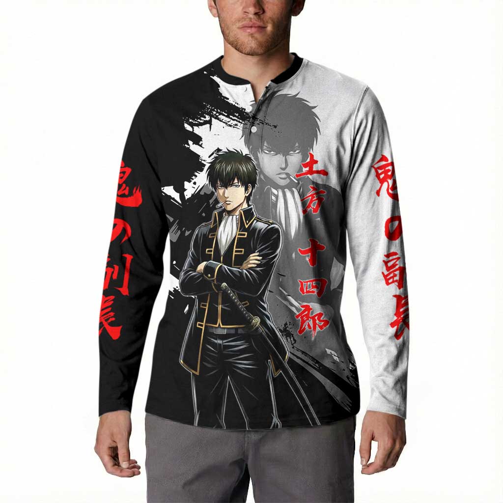 Toshiro Hijikata Button Sweatshirt Dark Shinsengumi Ink Style