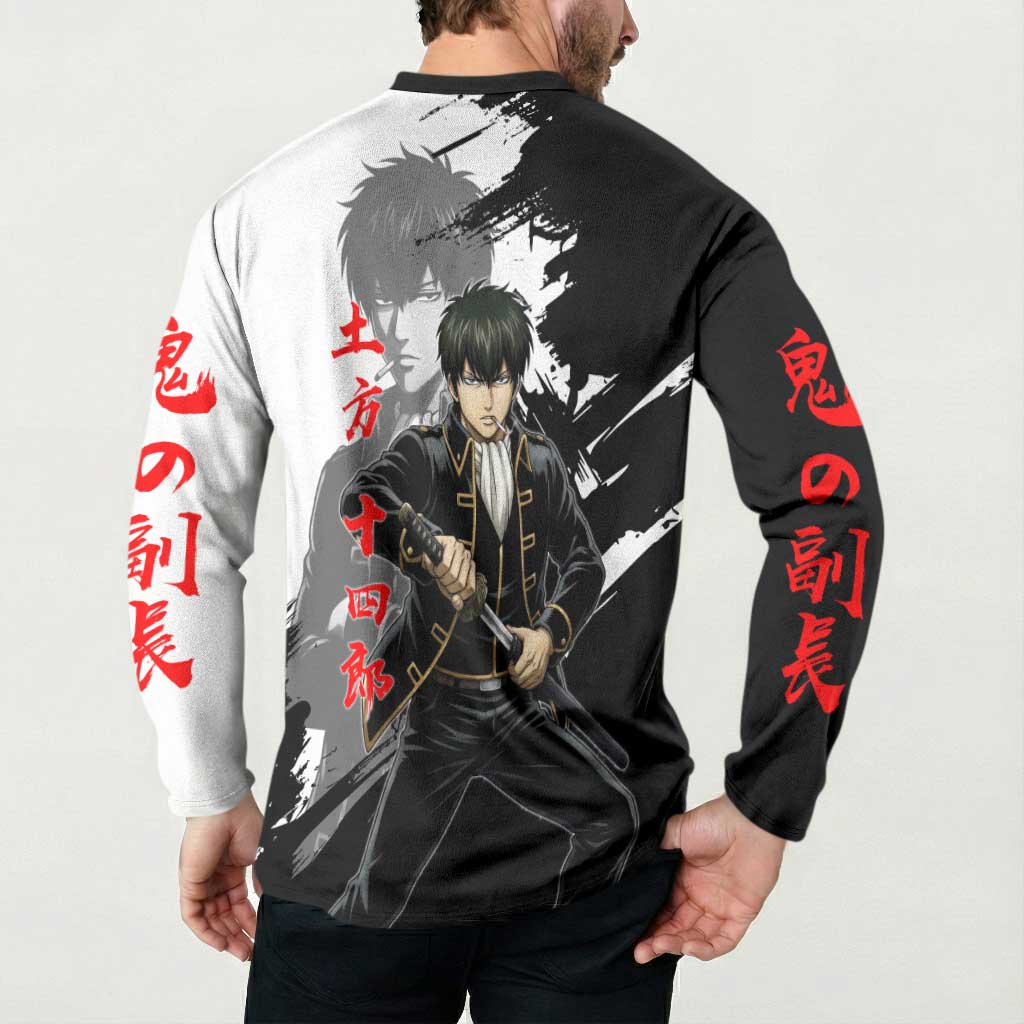 Toshiro Hijikata Button Sweatshirt Dark Shinsengumi Ink Style
