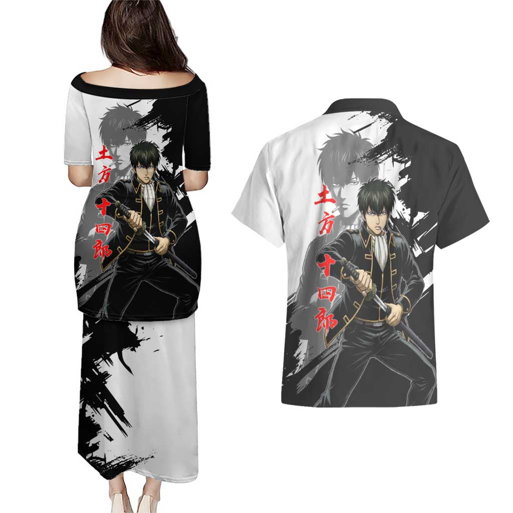 Toshiro Hijikata Couples Matching Puletasi and Hawaiian Shirt Dark Shinsengumi Ink Style