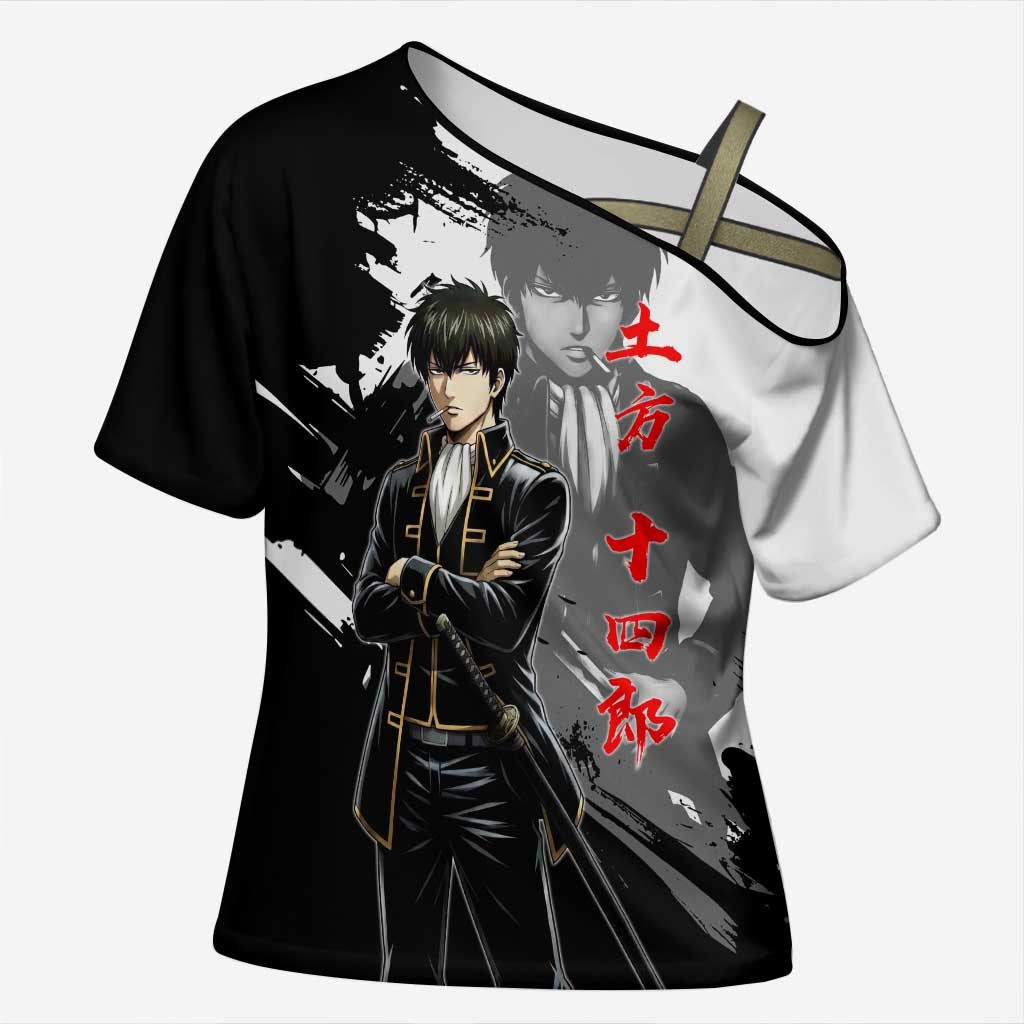 Toshiro Hijikata Cross Shoulder Shirt Dark Shinsengumi Ink Style