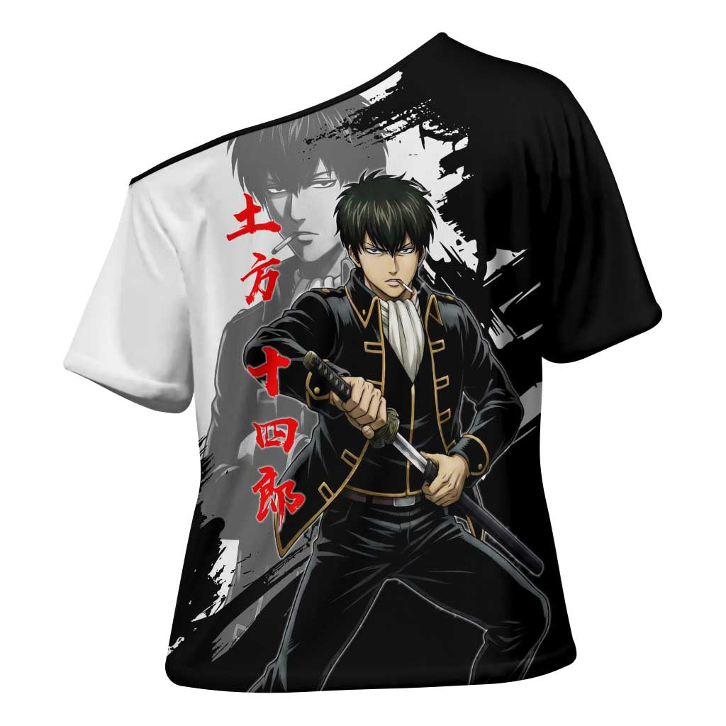 Toshiro Hijikata Cross Shoulder Shirt Dark Shinsengumi Ink Style