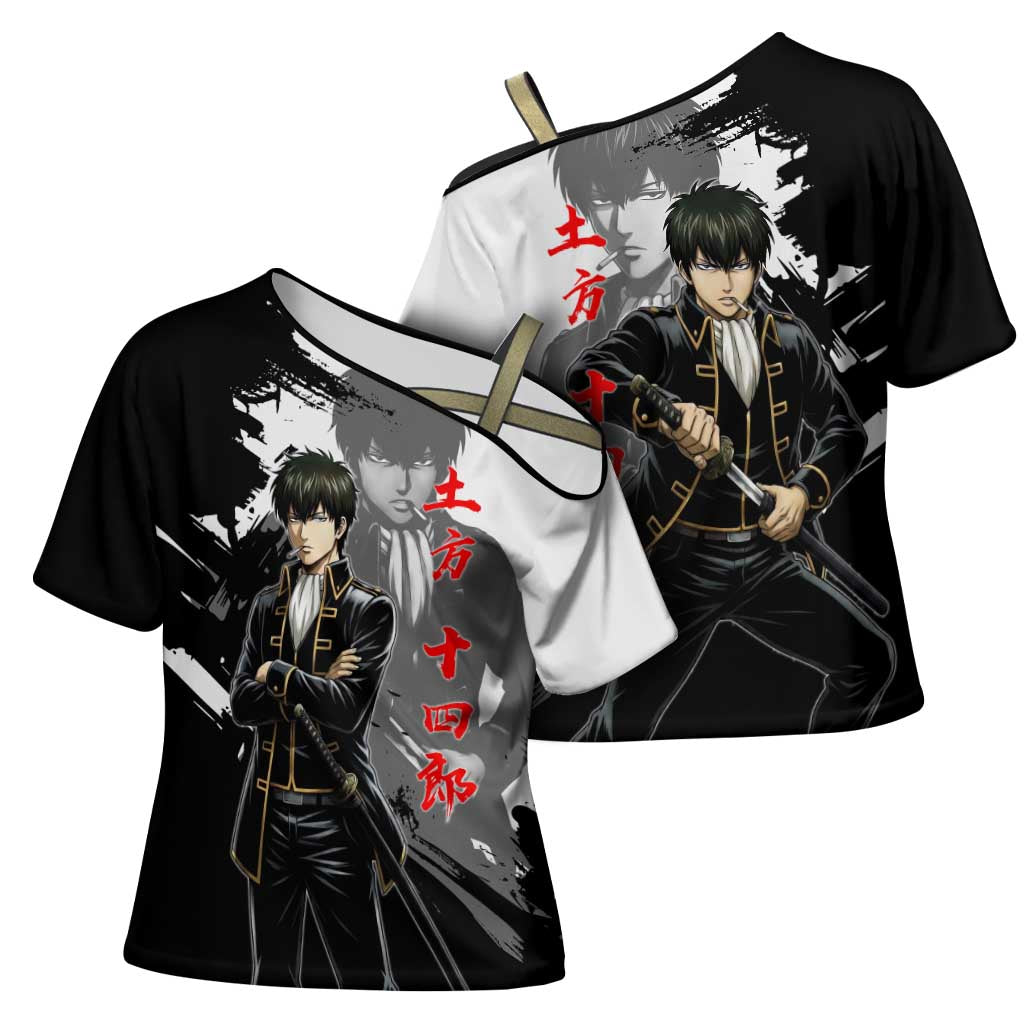 Toshiro Hijikata Cross Shoulder Shirt Dark Shinsengumi Ink Style