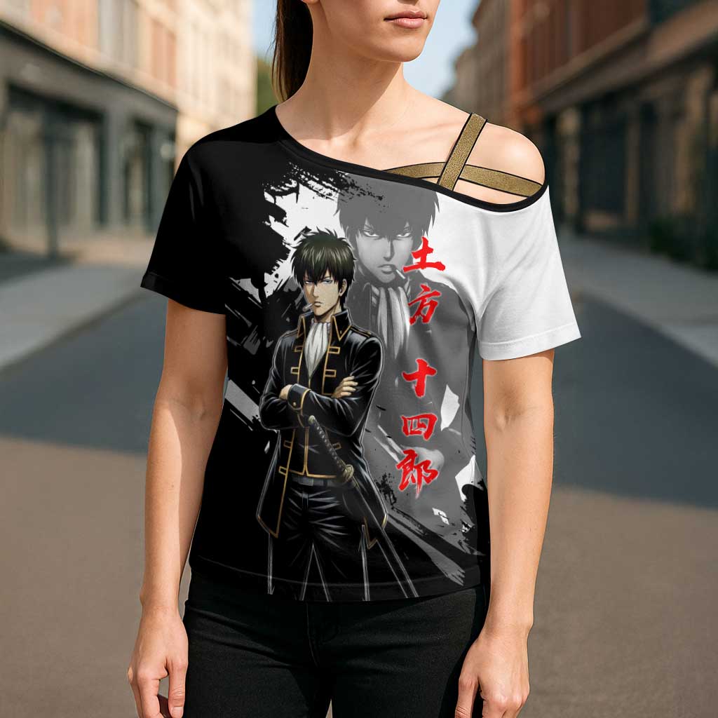 Toshiro Hijikata Cross Shoulder Shirt Dark Shinsengumi Ink Style