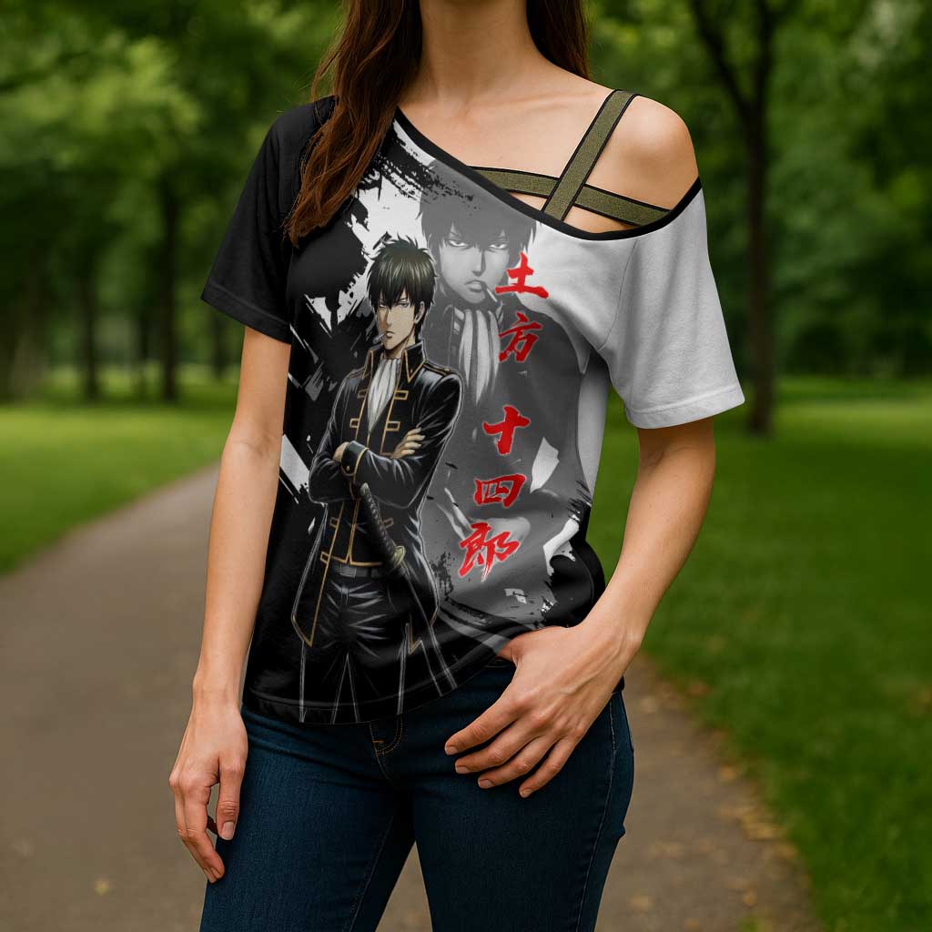 Toshiro Hijikata Cross Shoulder Shirt Dark Shinsengumi Ink Style