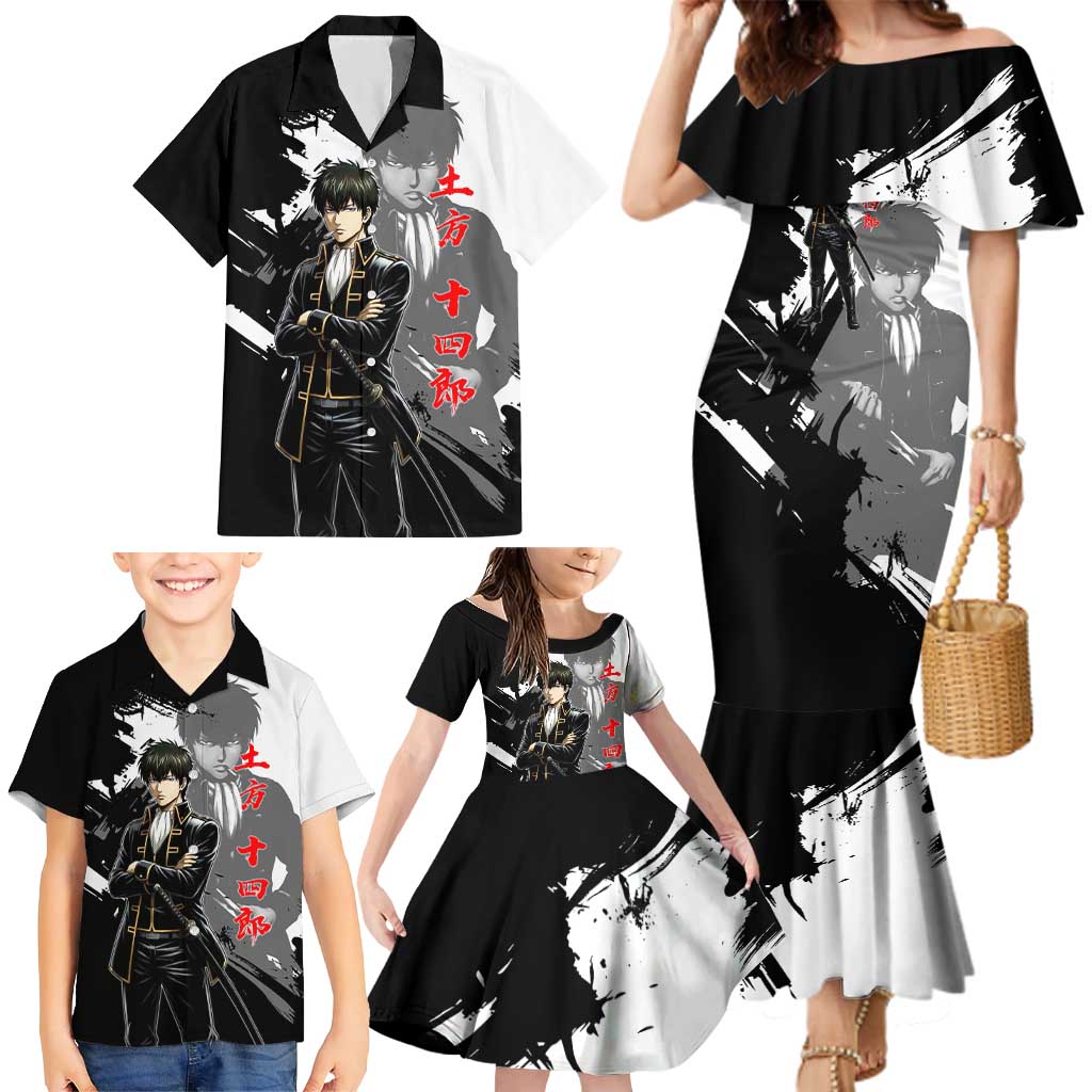 Toshiro Hijikata Family Matching Mermaid Dress and Hawaiian Shirt Dark Shinsengumi Ink Style