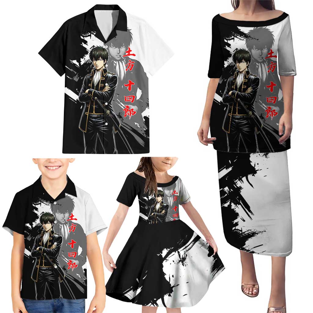 Toshiro Hijikata Family Matching Puletasi and Hawaiian Shirt Dark Shinsengumi Ink Style