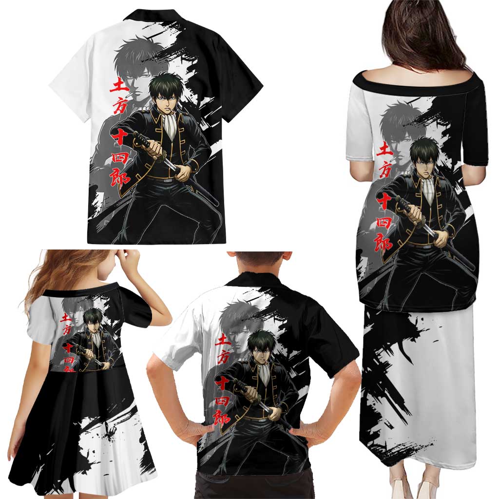 Toshiro Hijikata Family Matching Puletasi and Hawaiian Shirt Dark Shinsengumi Ink Style