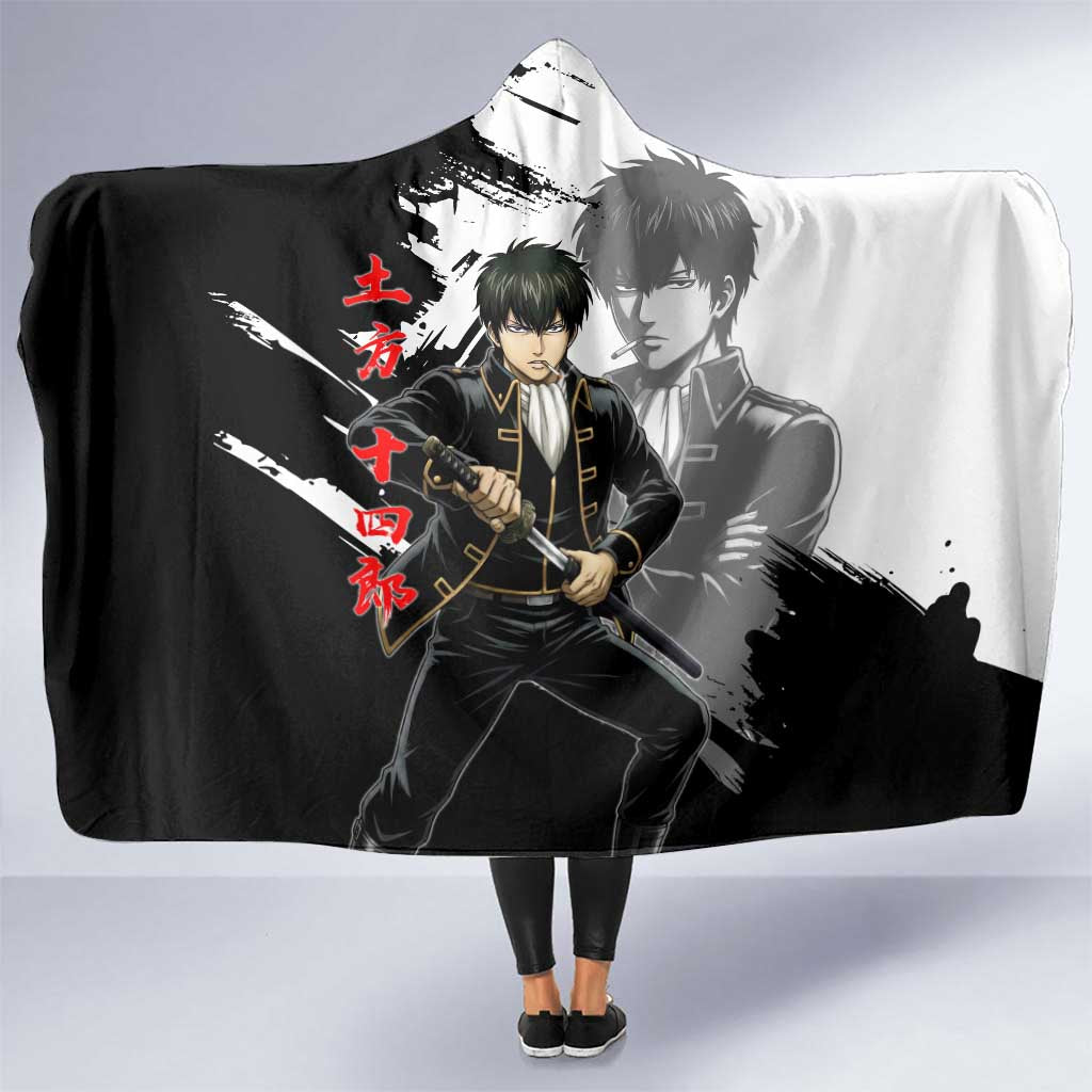 Toshiro Hijikata Hooded Blanket Dark Shinsengumi Ink Style