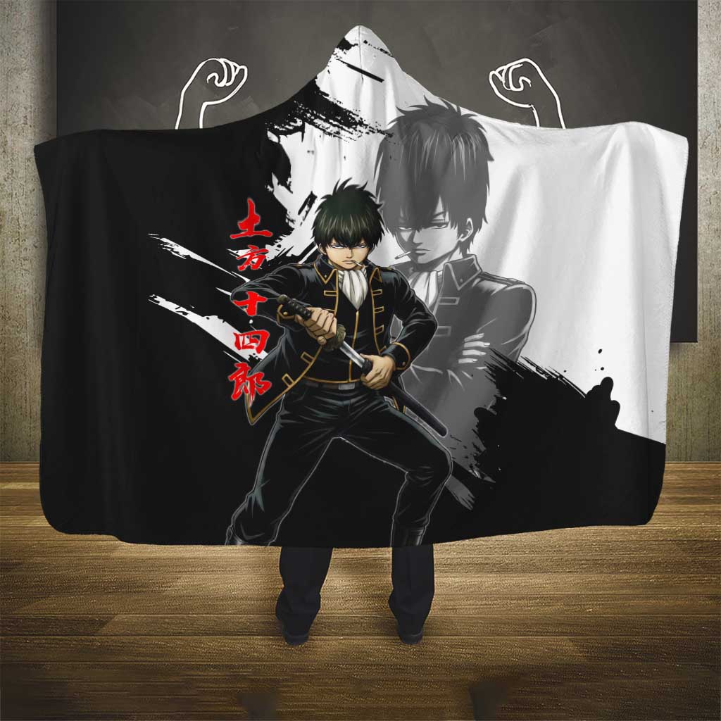 Toshiro Hijikata Hooded Blanket Dark Shinsengumi Ink Style