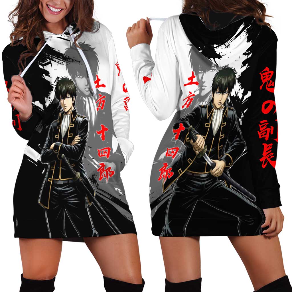 Toshiro Hijikata Hoodie Dress Dark Shinsengumi Ink Style
