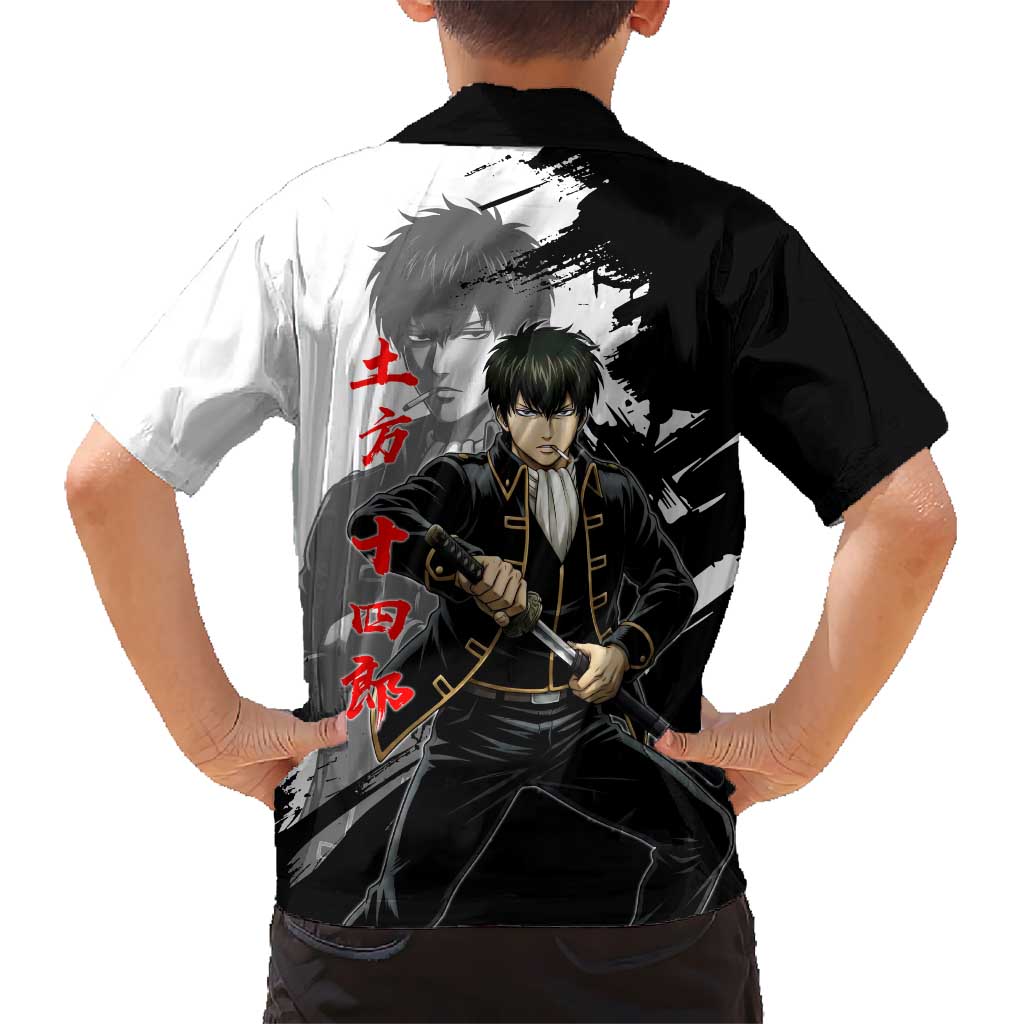 Toshiro Hijikata Kid Hawaiian Shirt Dark Shinsengumi Ink Style