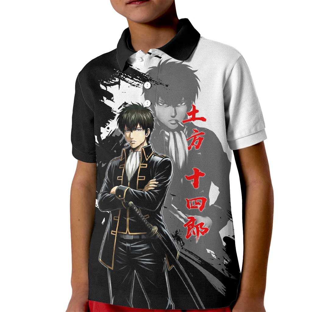 Toshiro Hijikata Kid Polo Shirt Dark Shinsengumi Ink Style
