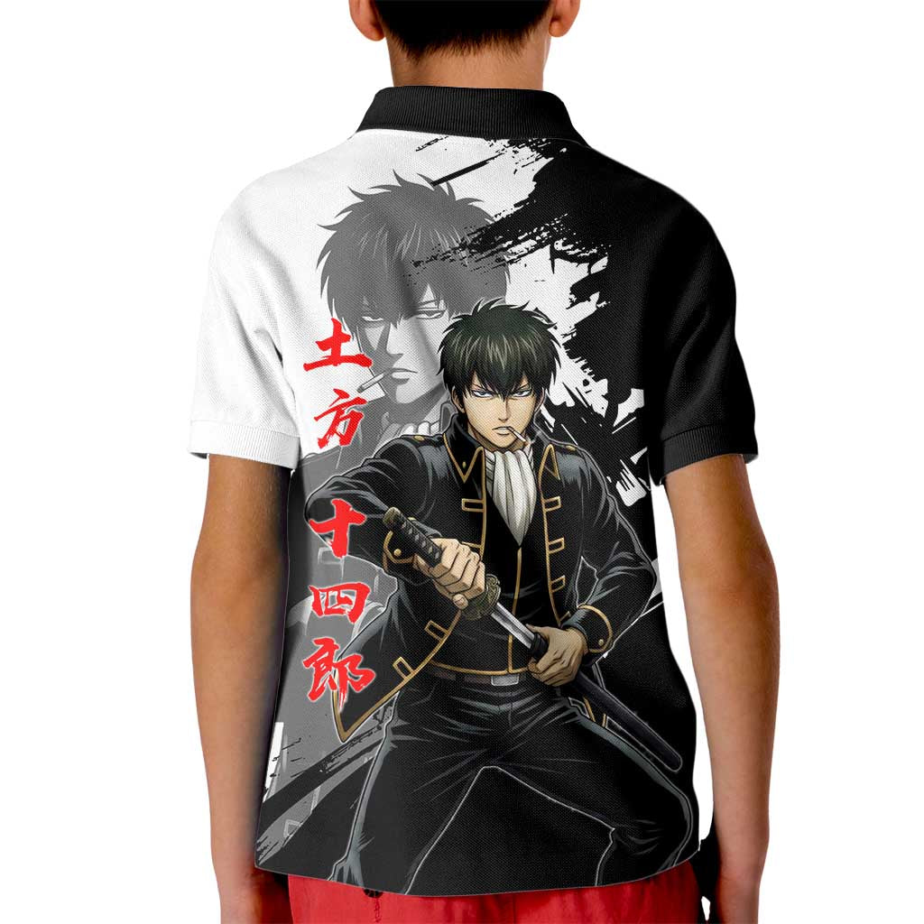 Toshiro Hijikata Kid Polo Shirt Dark Shinsengumi Ink Style