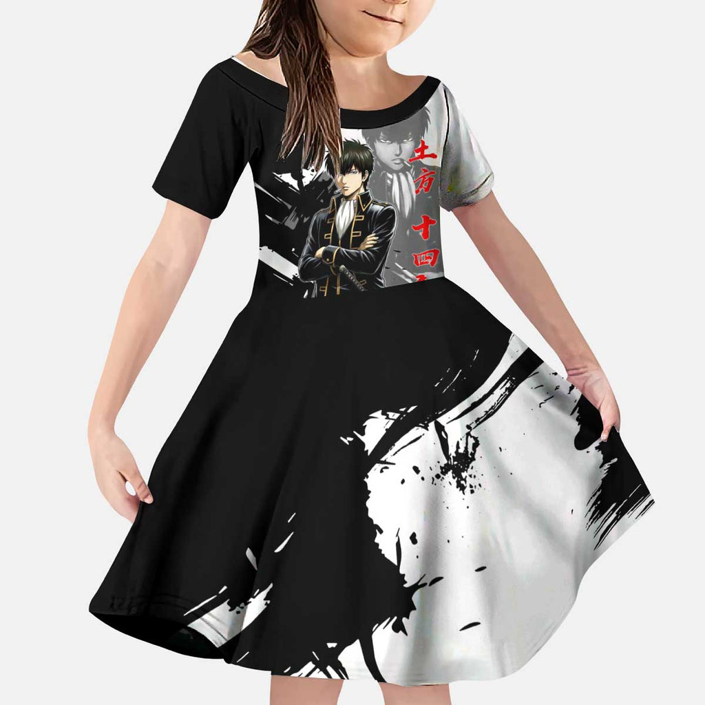 Toshiro Hijikata Kid Short Sleeve Dress Dark Shinsengumi Ink Style