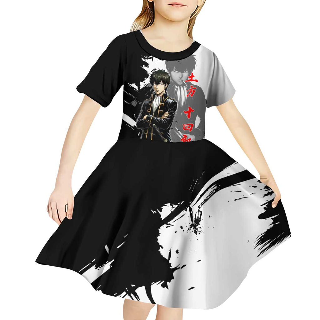 Toshiro Hijikata Kid Short Sleeve Dress Dark Shinsengumi Ink Style