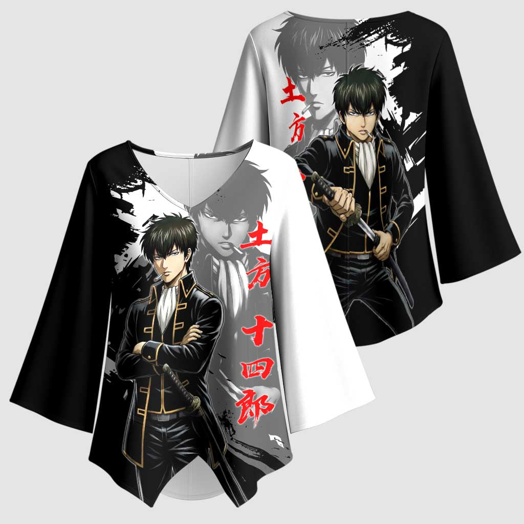 Toshiro Hijikata Kimono Sleeve Blouse Dark Shinsengumi Ink Style