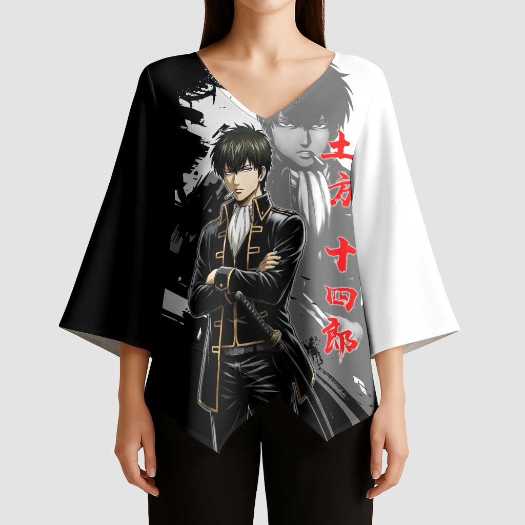 Toshiro Hijikata Kimono Sleeve Blouse Dark Shinsengumi Ink Style