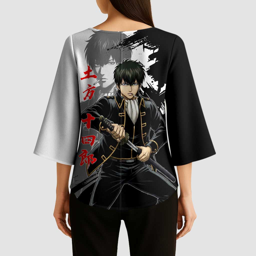 Toshiro Hijikata Kimono Sleeve Blouse Dark Shinsengumi Ink Style