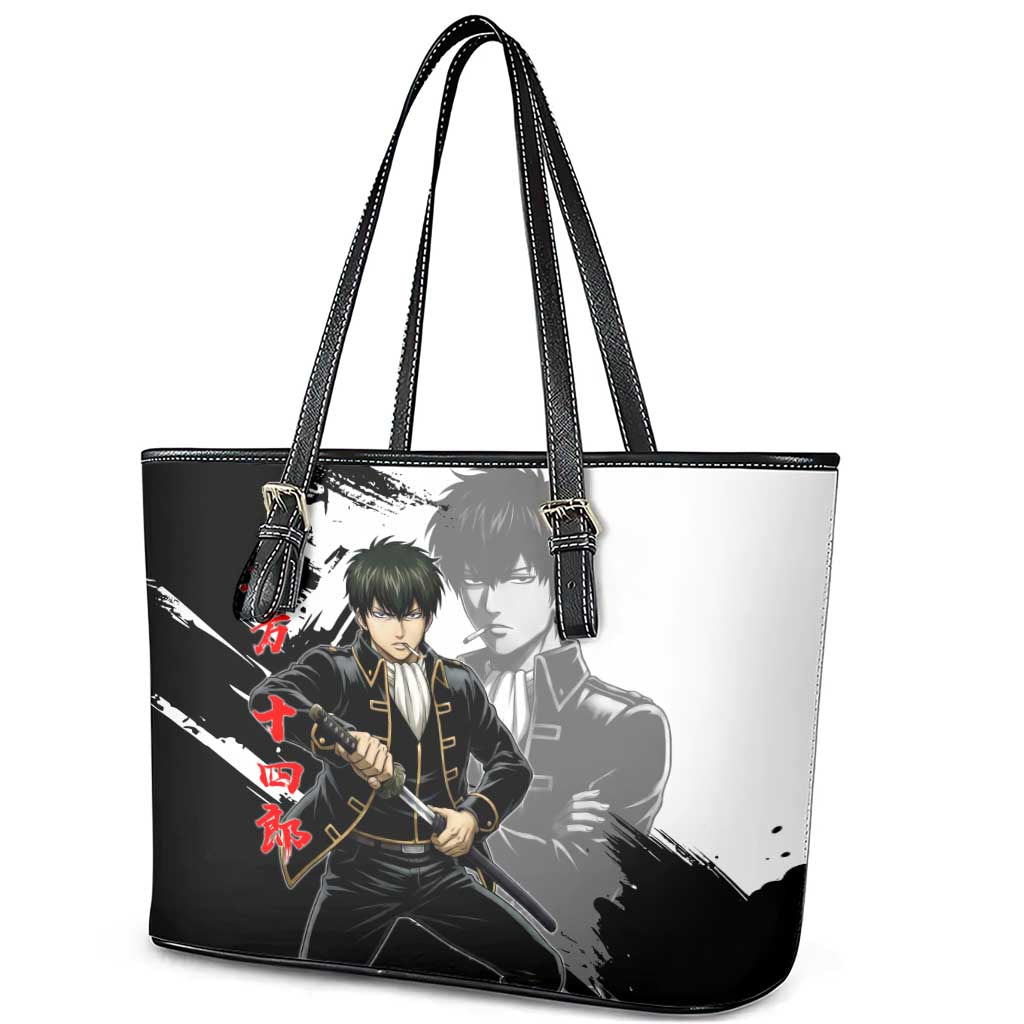 Toshiro Hijikata Leather Tote Bag Dark Shinsengumi Ink Style